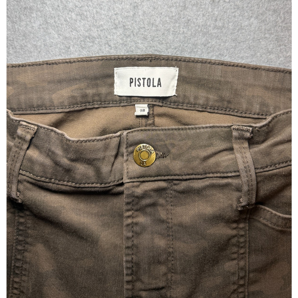 Pistola Womens Camo Moto Skinny Jeans Size 28 Mid Rise Olive Green Zip Stretch